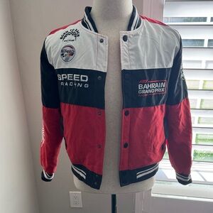 Ring of Fire Red, Black, and White Bomber Jacket